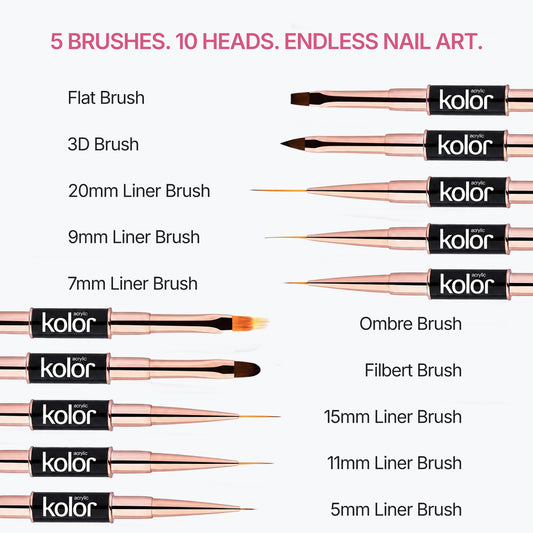5 pcs Dual Head Nail Art Brush Set