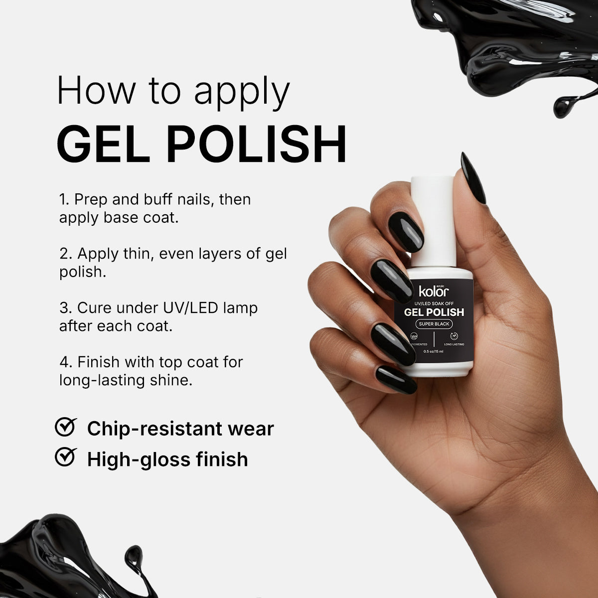 Black Gel Polish 15ml for Manicure Nail Art 5