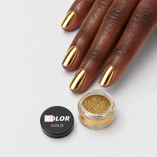 Gold Chrome Effect Powder for Gel Nail Art 2