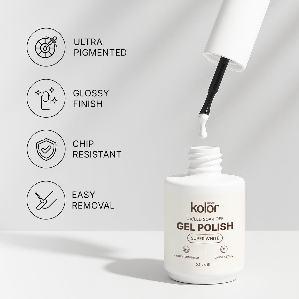 White Gel Polish 15ml for Manicure Nail Art 3