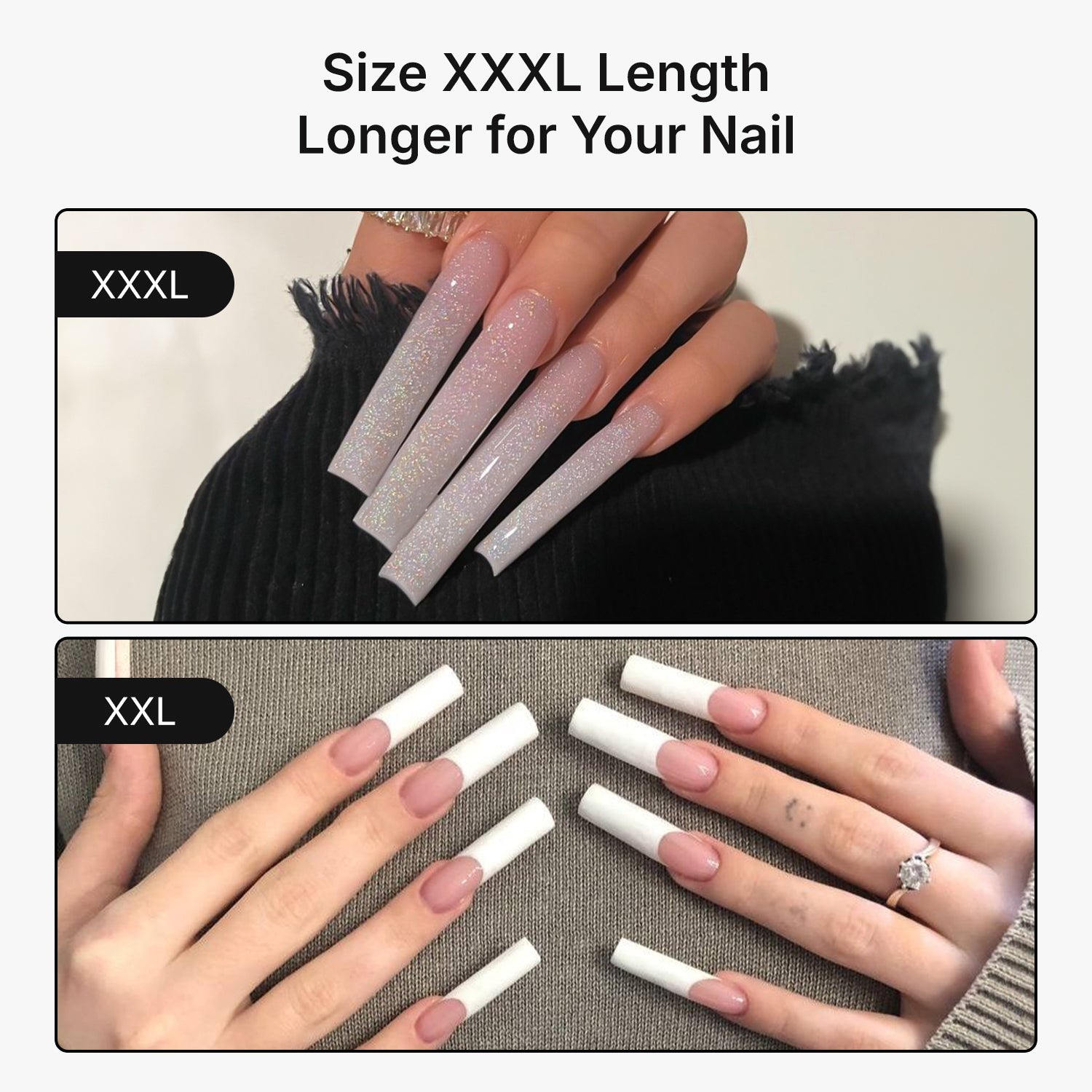  3XL Square No C-Curve Nail Tips 360pcs Box 5 Final