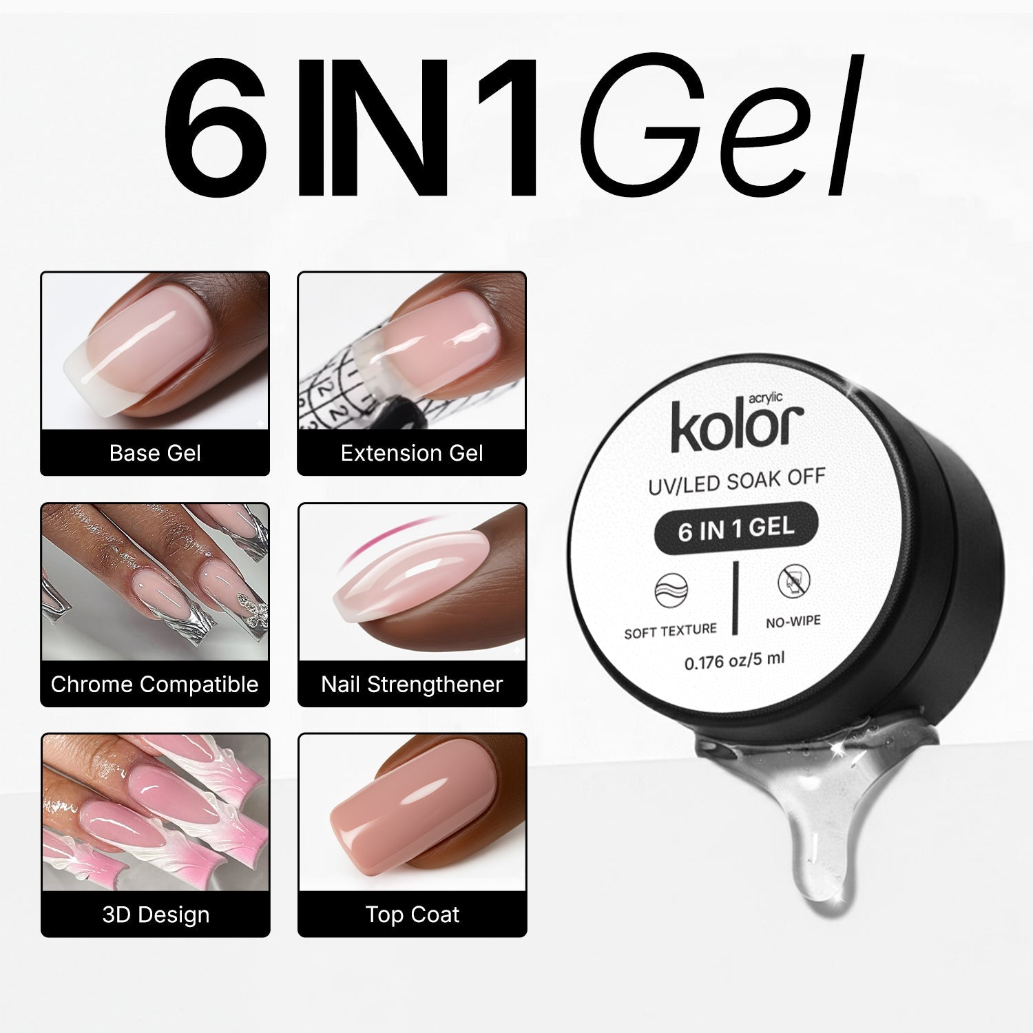  6in1 Gel 5ml for Manicure Nail Art 4