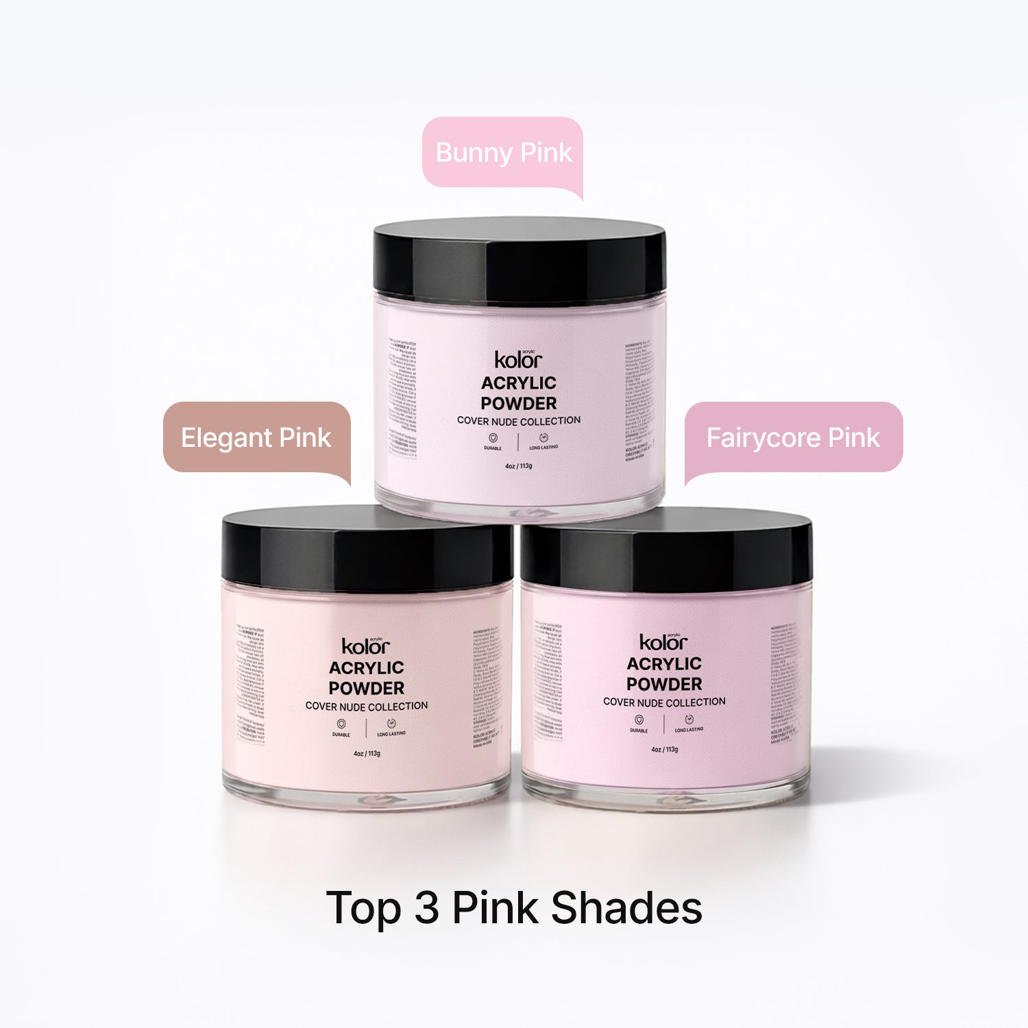  Acrylic Nail Powder: Top 3 Covers Top 3 Pink Shades 4 oz 01