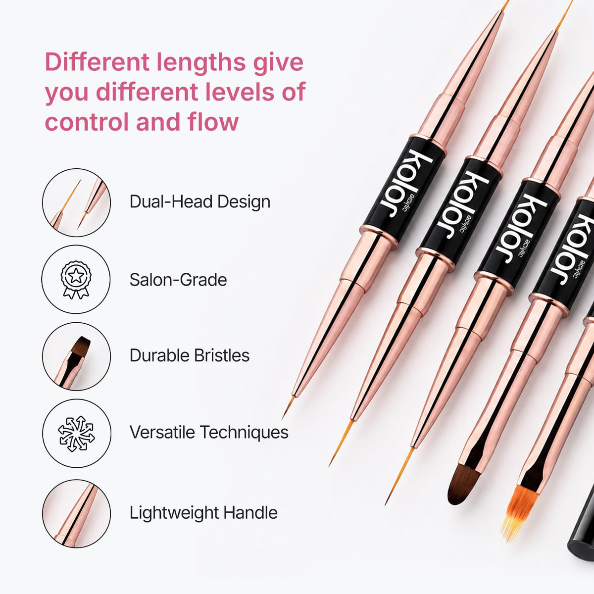 Dual-Head Brush Set & Black + White Gel Polish Combo