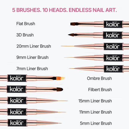 Dual-Head Brush Set & Black + White Gel Polish Combo