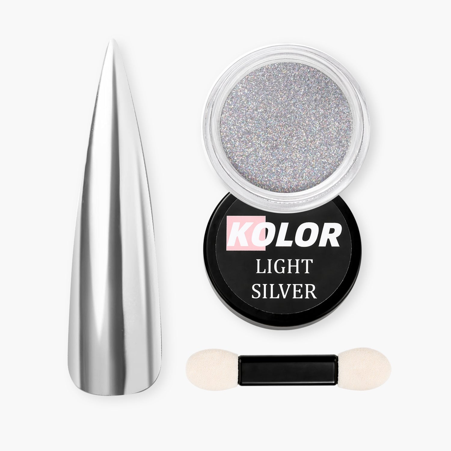 Light Silver Chrome Effect Powder for Gel Nail Art 1