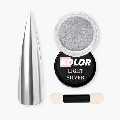 Light Silver Chrome Effect Powder for Gel Nail Art 1